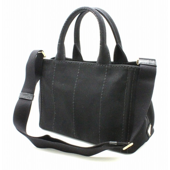 Prada Canvas Canapa Black Tote 2way Bag - Picture 1 of 9